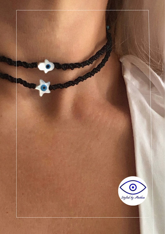Adjustable Black Necklaces - Andromeda Starfish or Hamsa Hand - Styled by Anthea