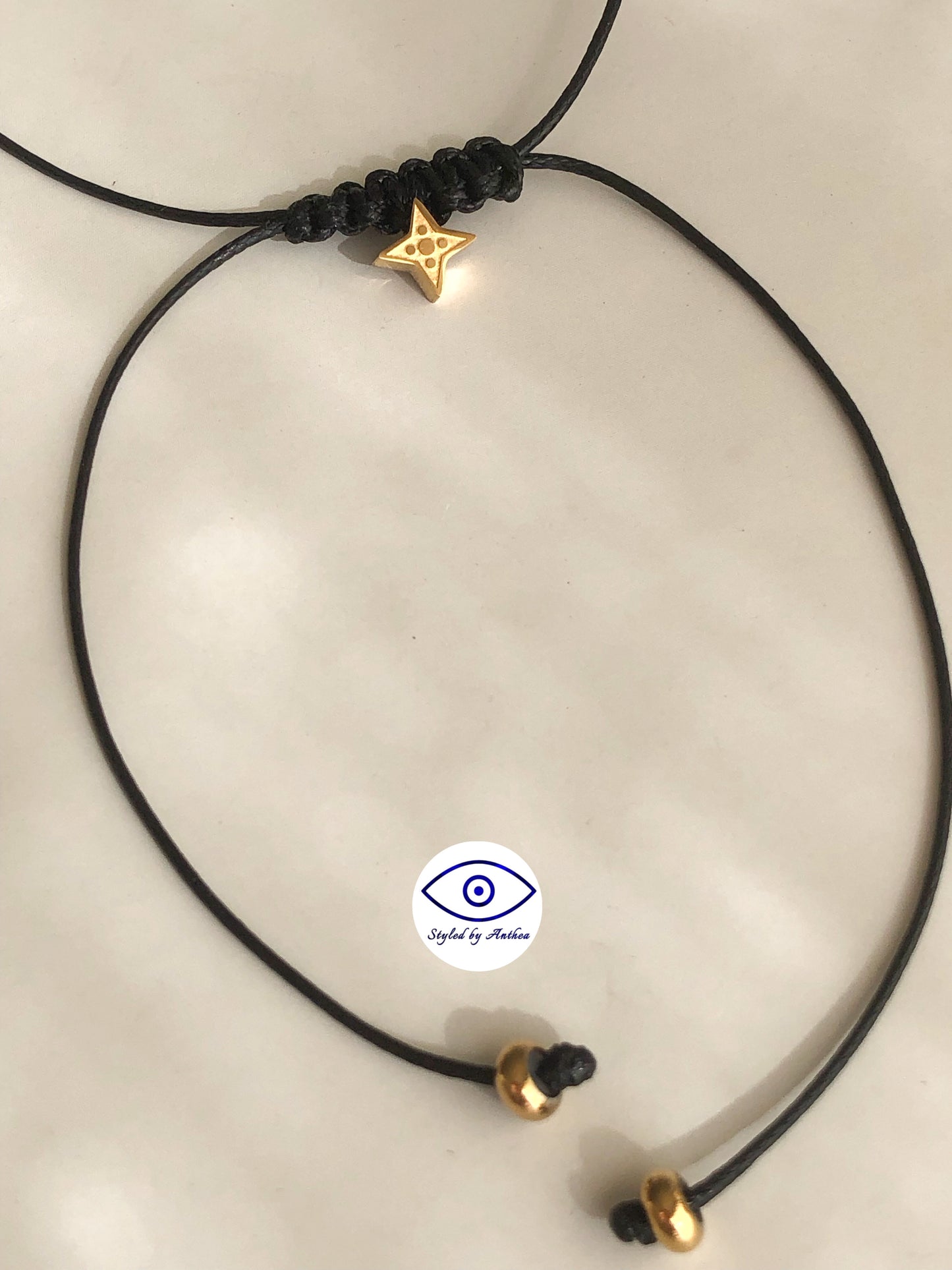 Adjustable Black Necklace- Northern Star On Tassels