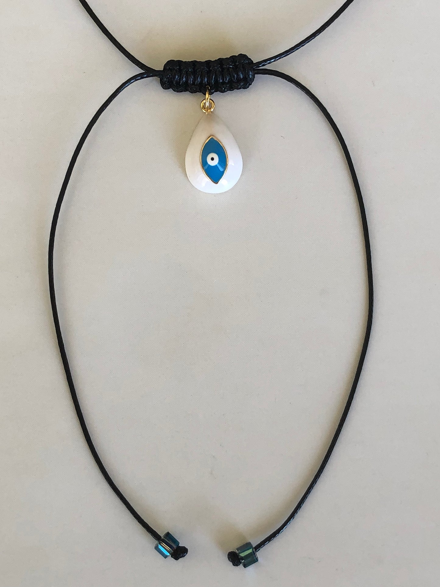 Adjustable Black Necklace - Kythira Evil Eye on Tassels