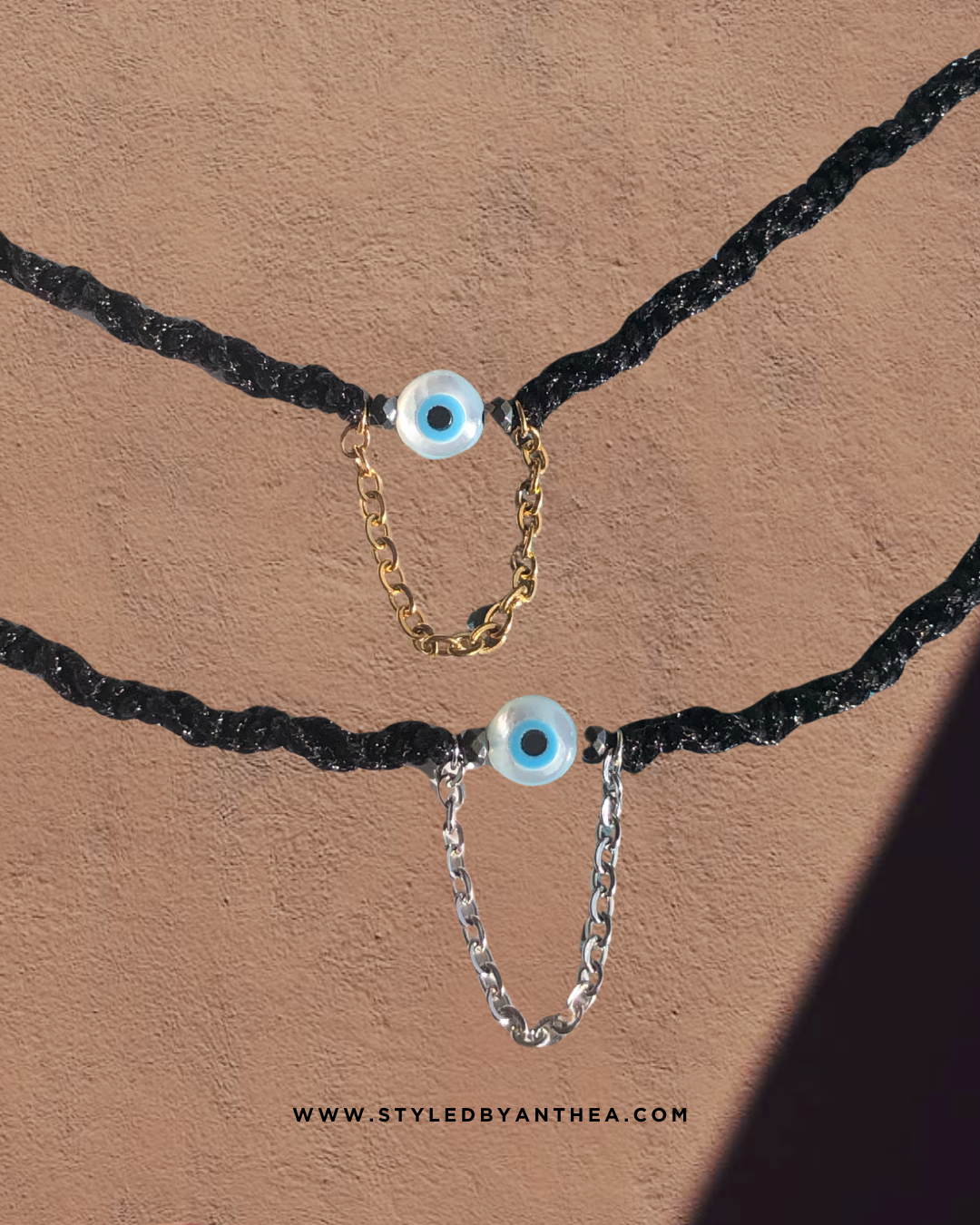 The Ariel Evil Eye Adjustable Necklace - Styled by Anthea