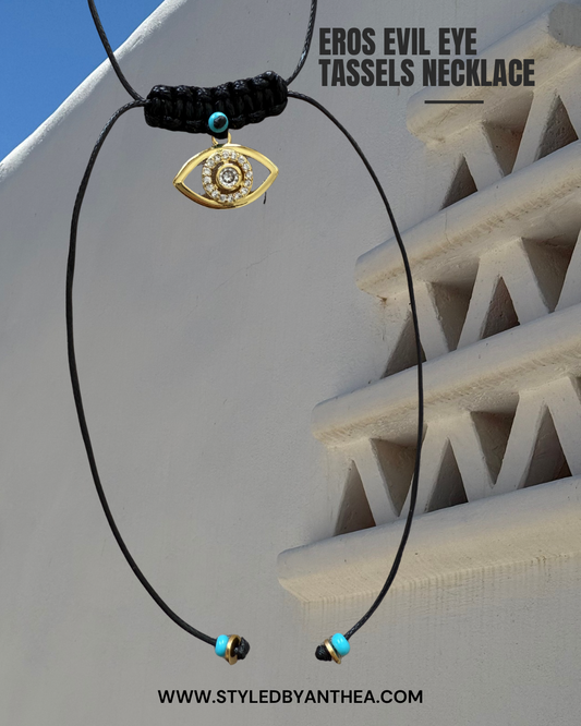 Adjustable Back Necklace - Eros Evil Eye Tassels