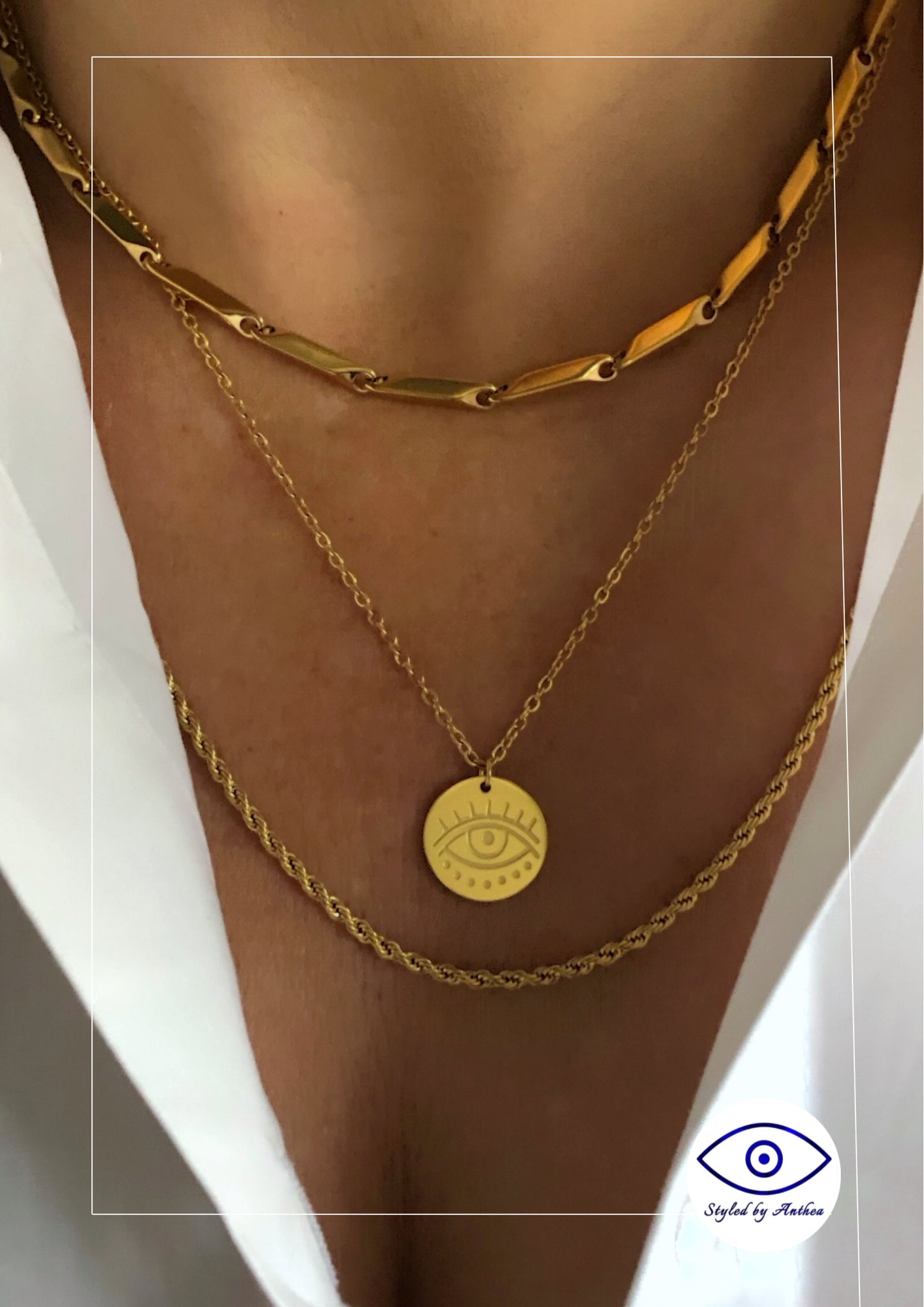 The Demeter Evil Eye Necklace Stack - Styled by Anthea