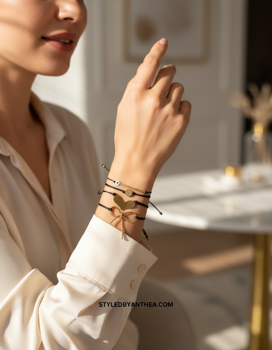 Folegandros Gold Bracelet Stack Model Banner