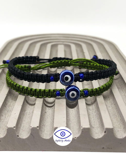 Men’s Adjustable Black or Green Bracelets - Milos Evil Eye