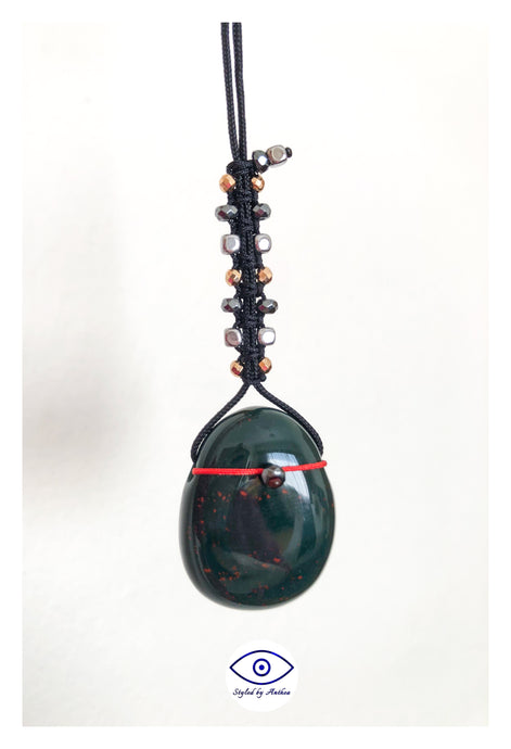 Delphion- Adjustable Black Necklace - Bloodstone