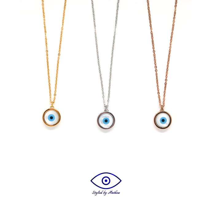 Chain Necklace - Mother of Pearl Evil Eye