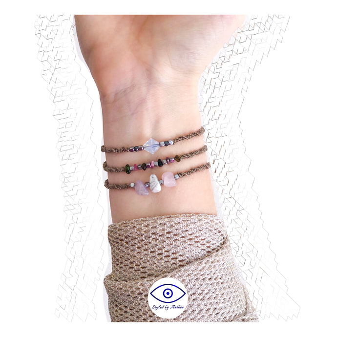 Delphion - Adjustable Tan Bracelets - Healing Heart Bracelet Stack