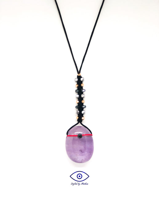 Delphion - Adjustable Black Necklace - Amethyst