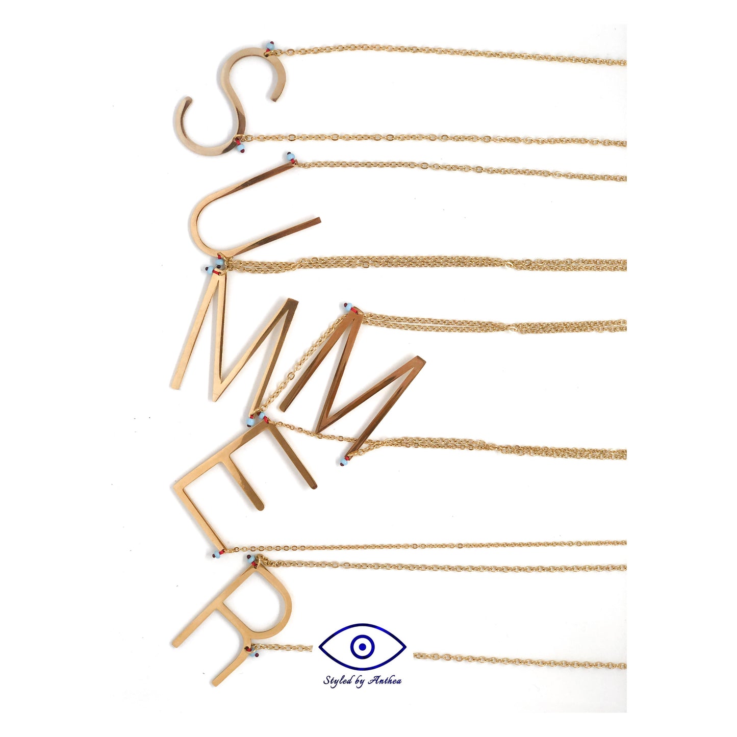 ALPHABET Gold Necklaces - A-Z - Styled by Anthea