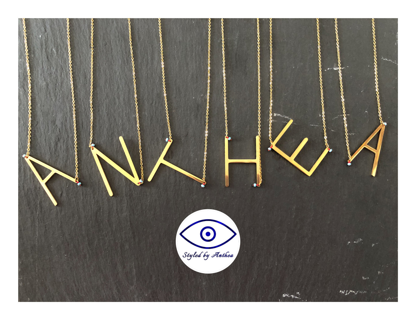 ALPHABET Gold Necklaces - A-Z - Styled by Anthea