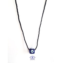 Load image into Gallery viewer, Men’s Braided Black Necklace - Evil Eye Cube