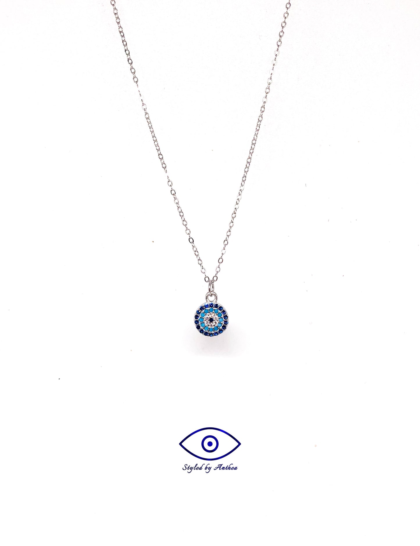 Cycladic Blues Evil Eye Necklace - Styled by Anthea