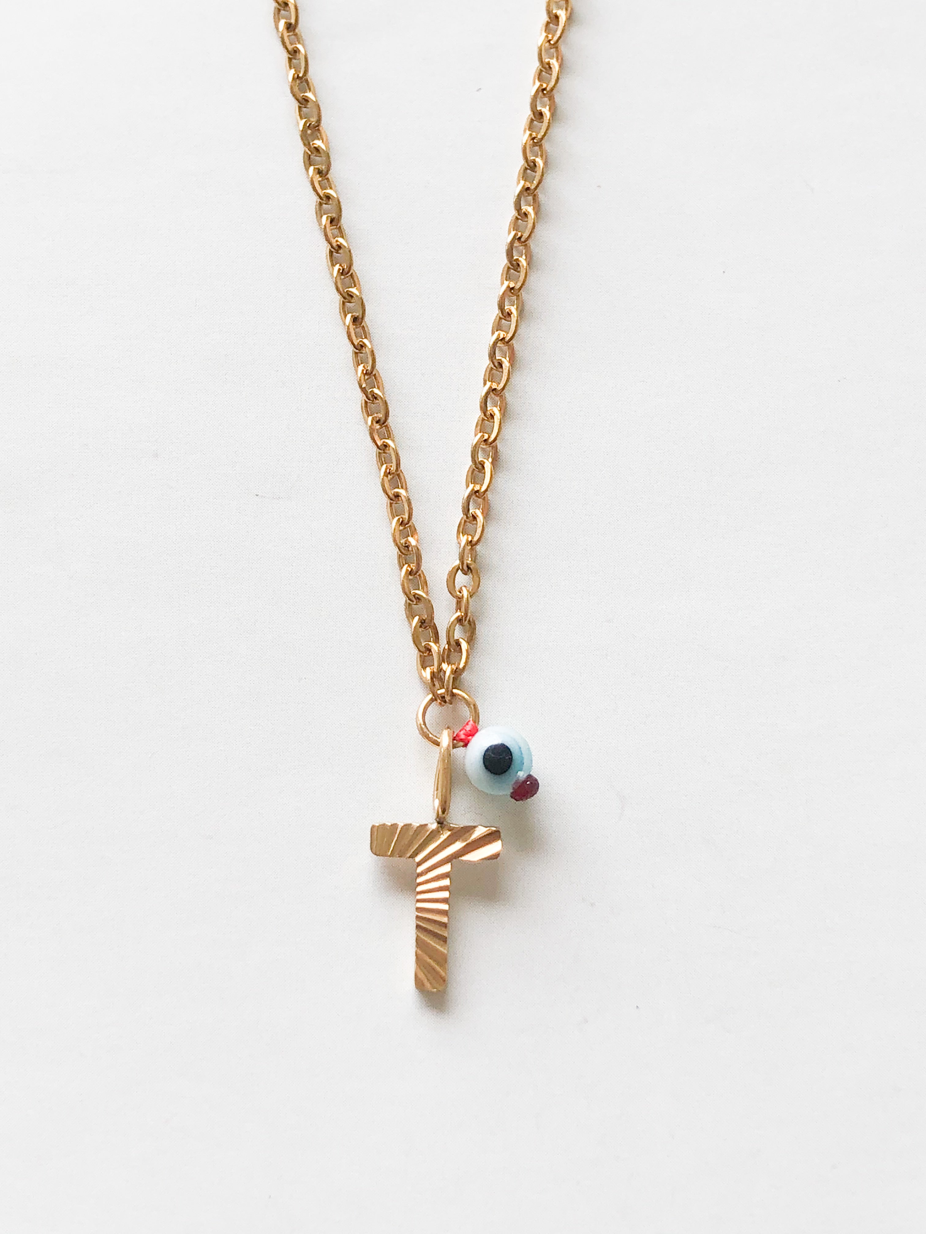 AlphaBeta Evil Eye Necklace ~ Gold - Styled by Anthea