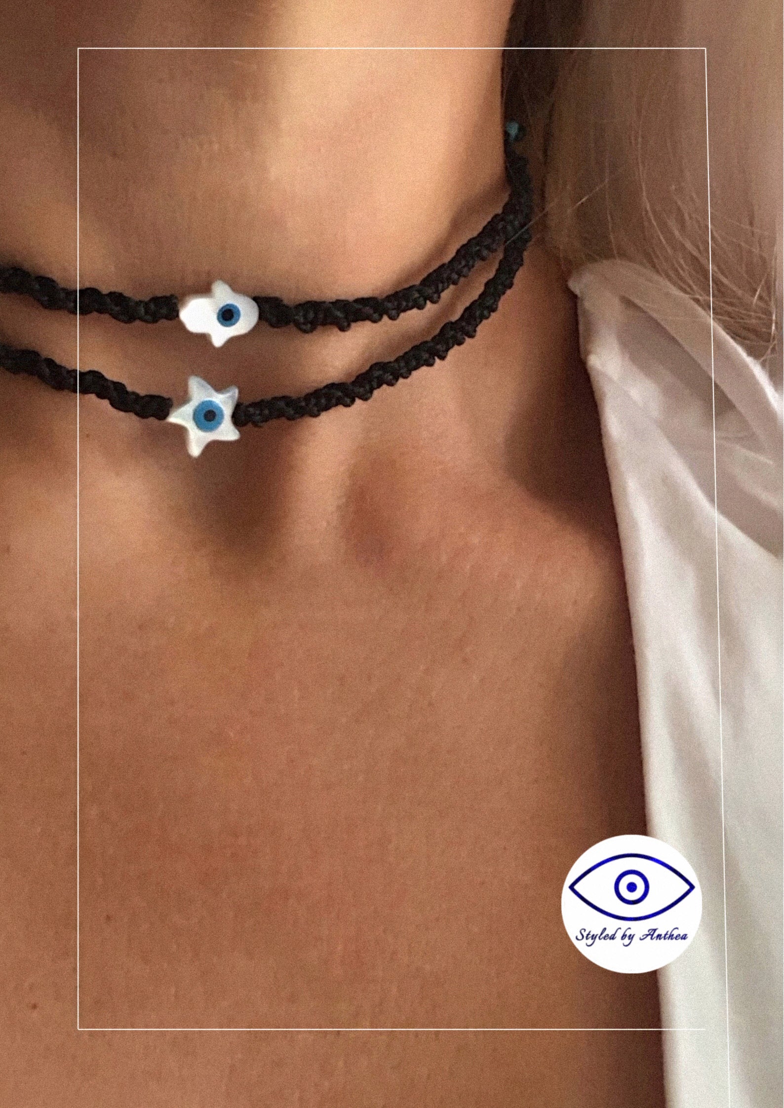 Adjustable Black Necklaces - Andromeda Starfish or Hamsa Hand - Styled by Anthea