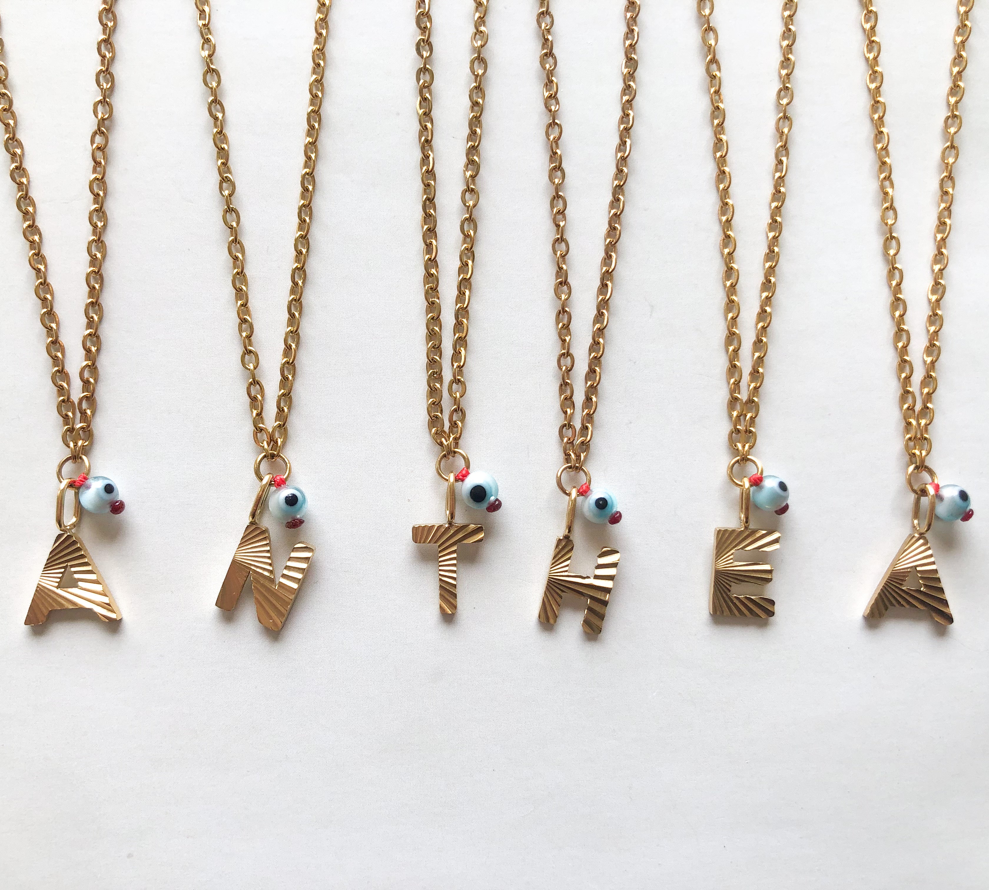 AlphaBeta Evil Eye Necklace ~ Gold - Styled by Anthea