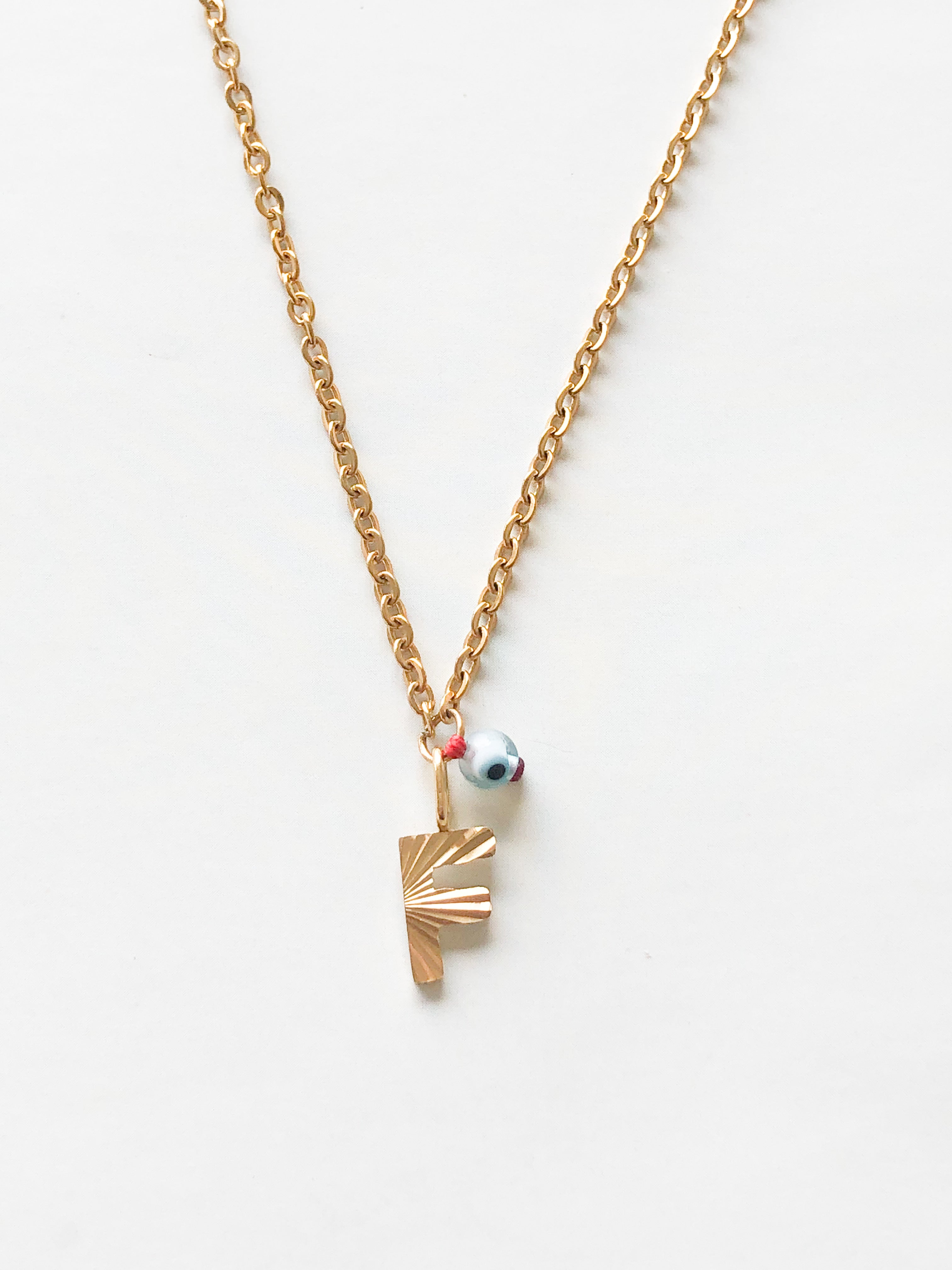 AlphaBeta Evil Eye Necklace ~ Gold - Styled by Anthea