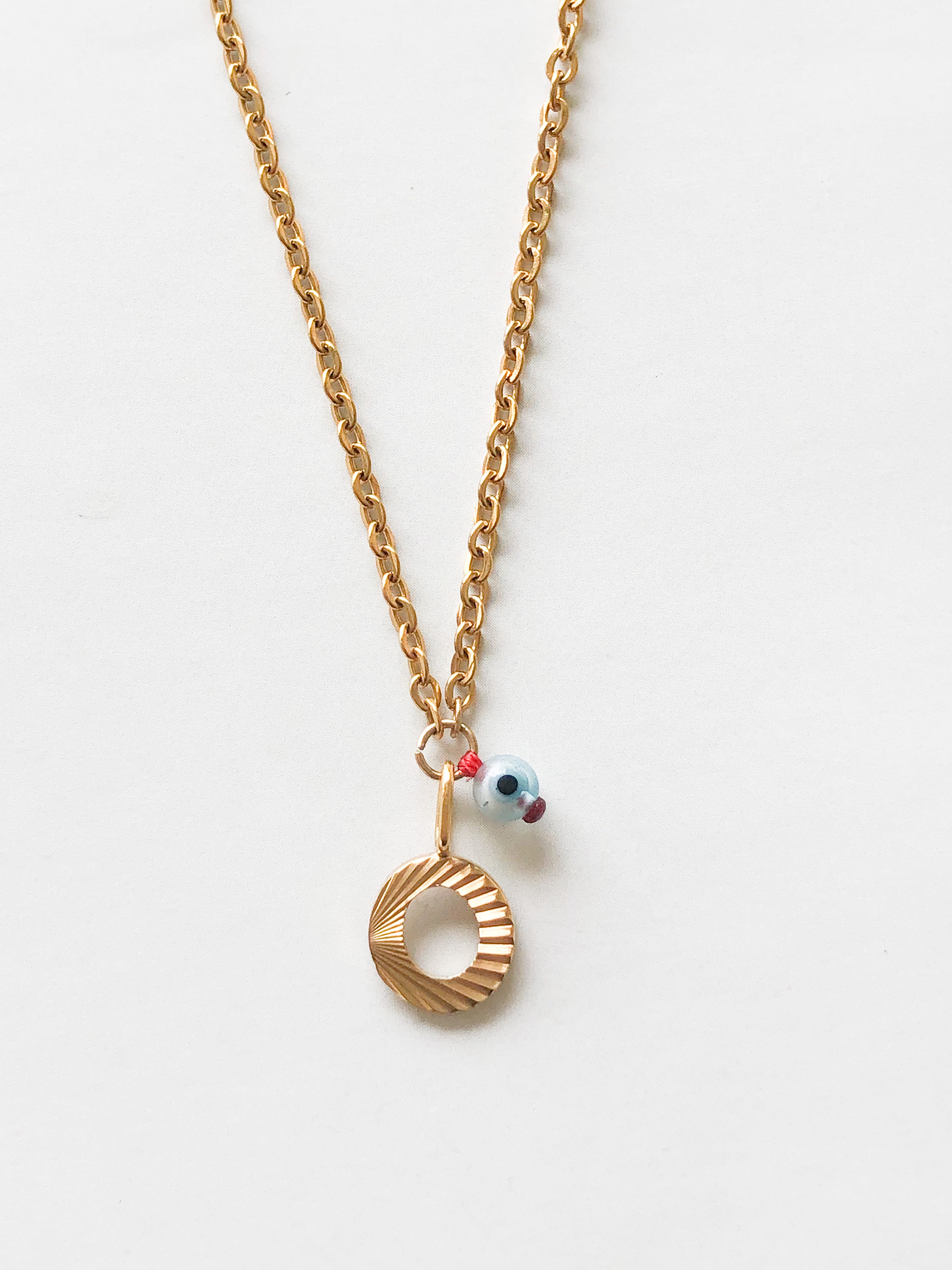 AlphaBeta Evil Eye Necklace ~ Gold - Styled by Anthea