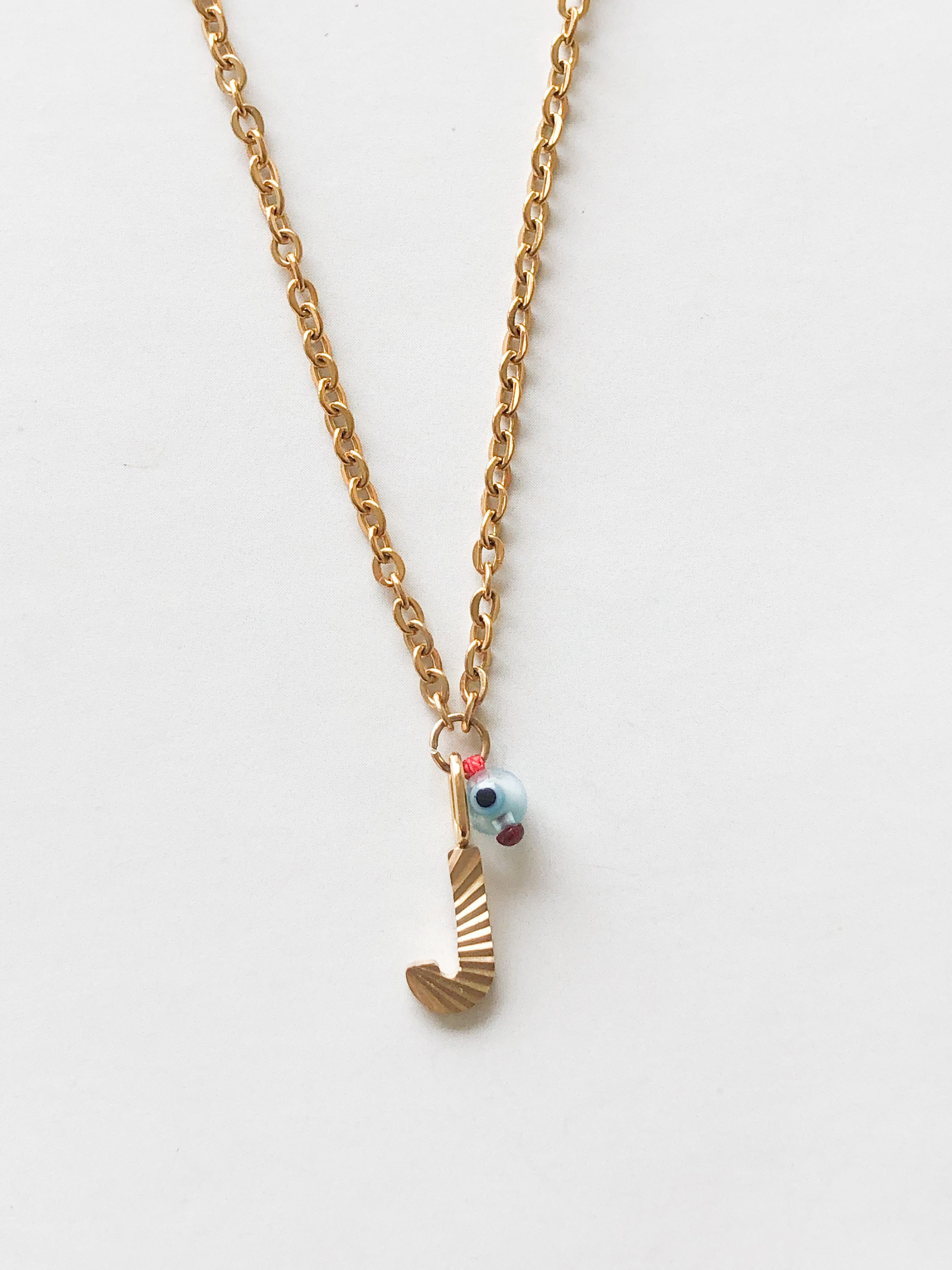 AlphaBeta Evil Eye Necklace ~ Gold - Styled by Anthea