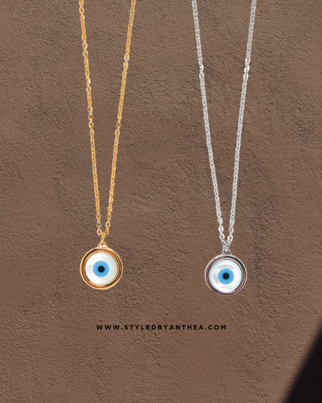Chain Necklace - Mother of Pearl Evil Eye - Styled by Anthea