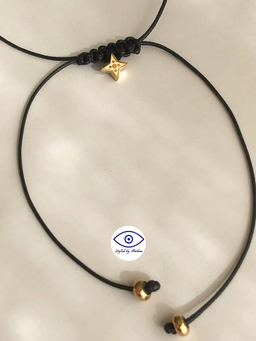 Adjustable Black Necklace- Northern Star On Tassels - Styled by Anthea