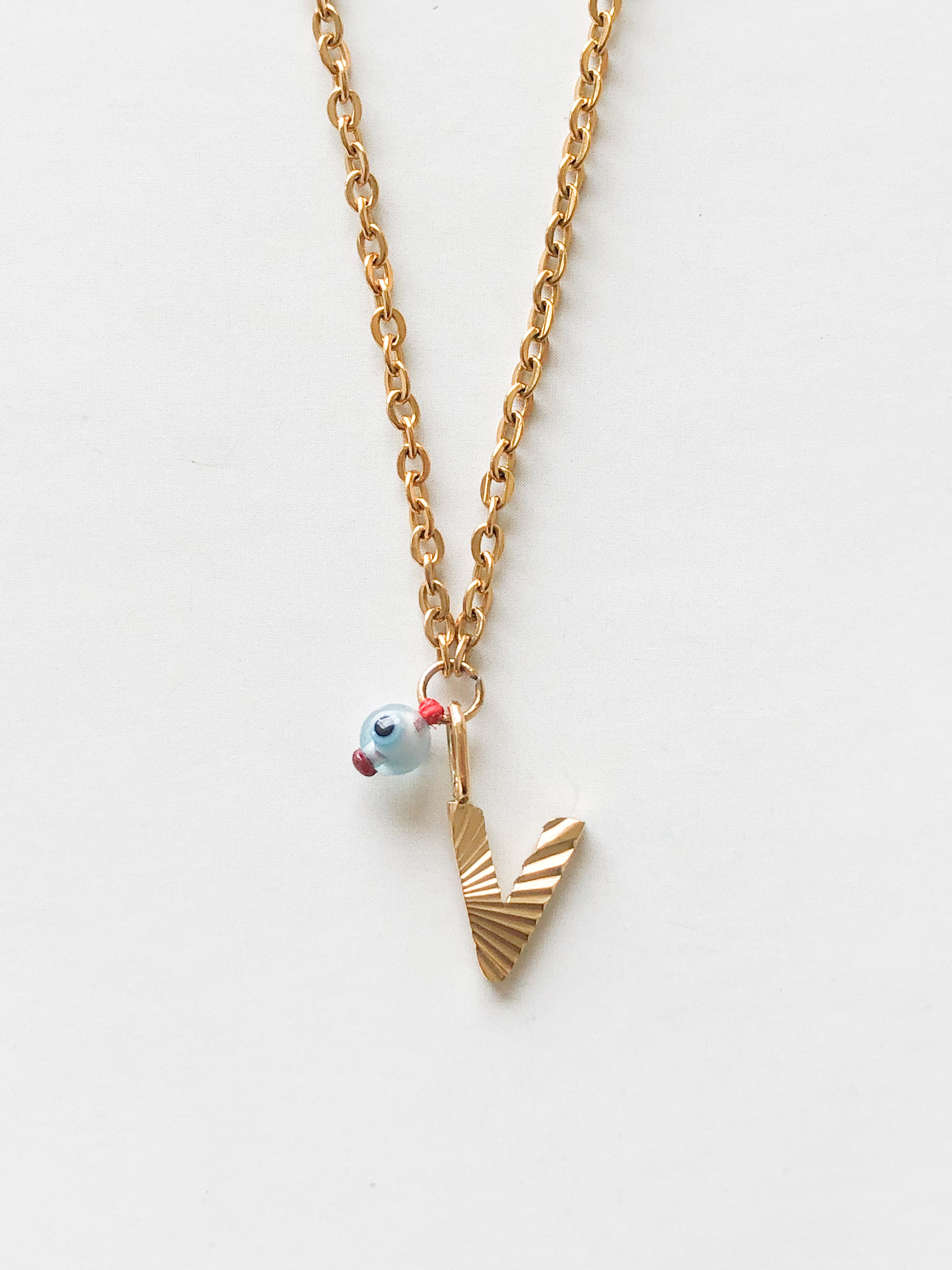 AlphaBeta Evil Eye Necklace ~ Gold - Styled by Anthea