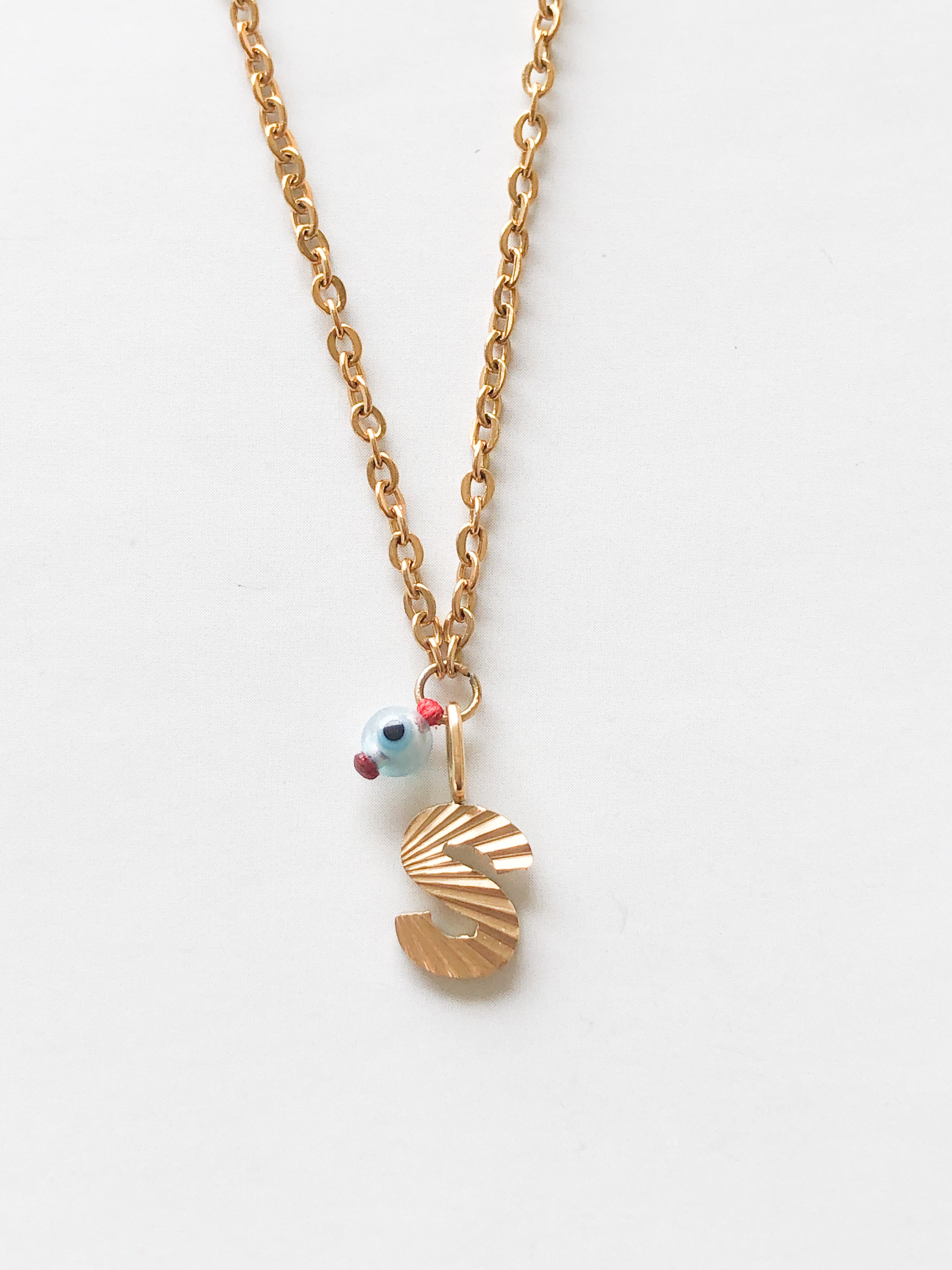 AlphaBeta Evil Eye Necklace ~ Gold - Styled by Anthea