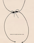 Adjustable Black Necklace - Alkyone Bow with Tassels Gold or Silver