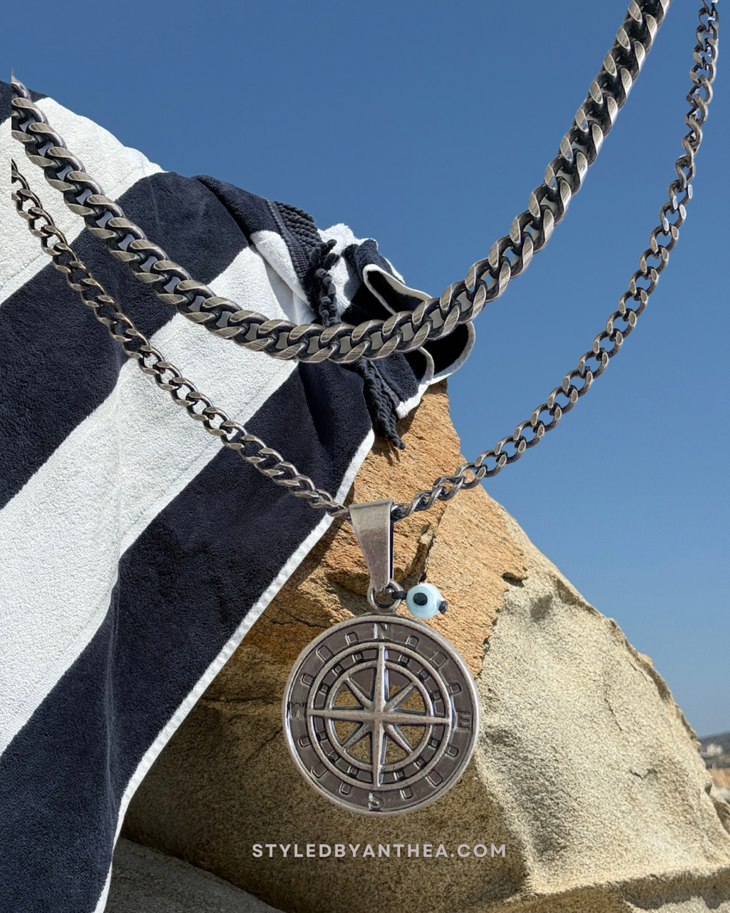 Men’s Compass + Minoan Necklace Stack