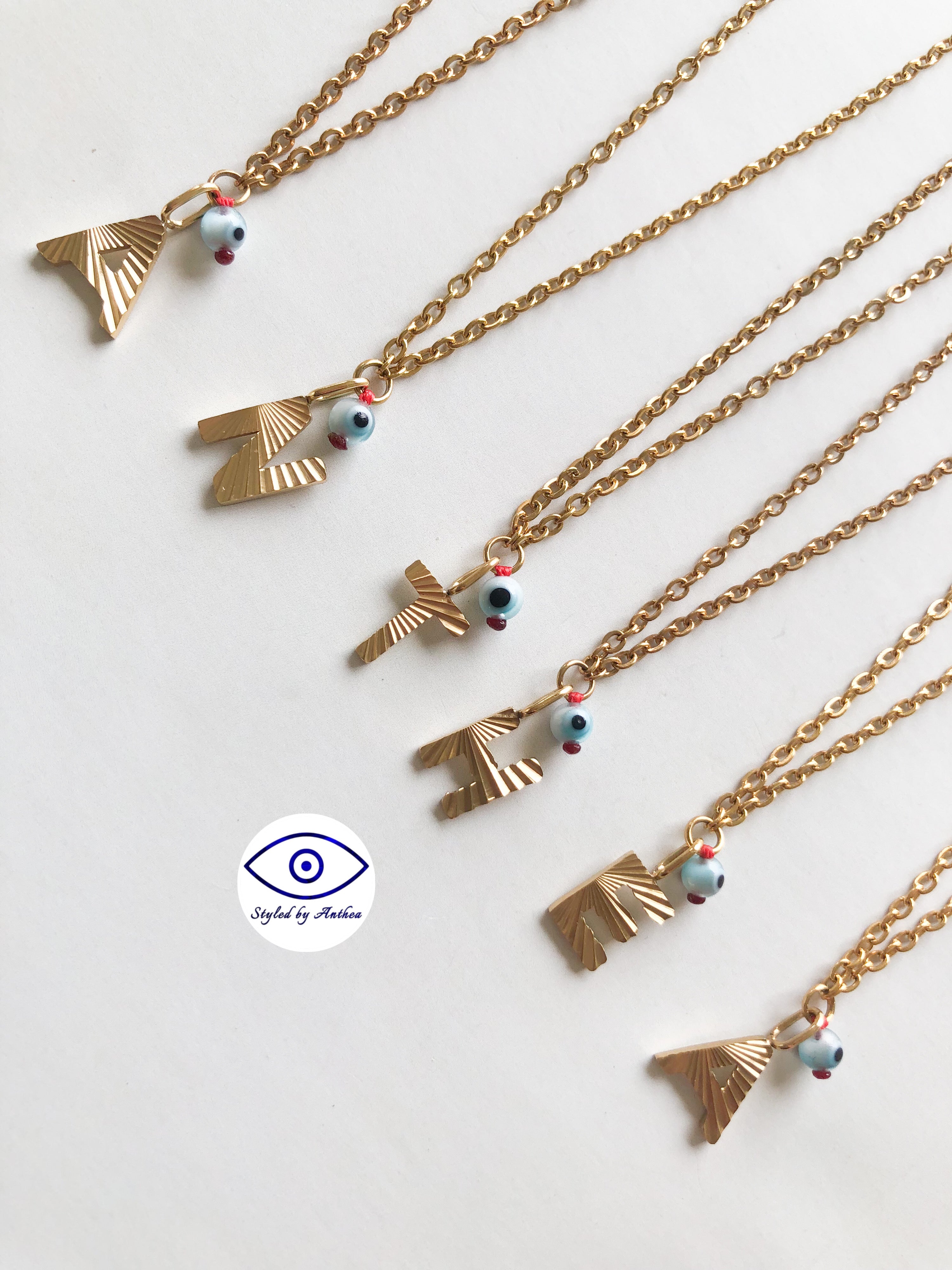 AlphaBeta Evil Eye Necklace ~ Gold - Styled by Anthea