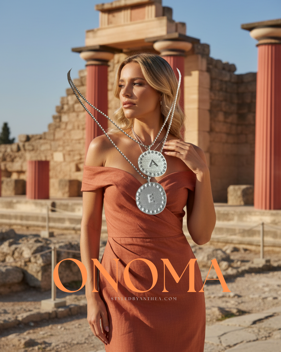 ONOMA Silver Initial Necklace | Personalised Greek Jewellery – Styled by Anthea
