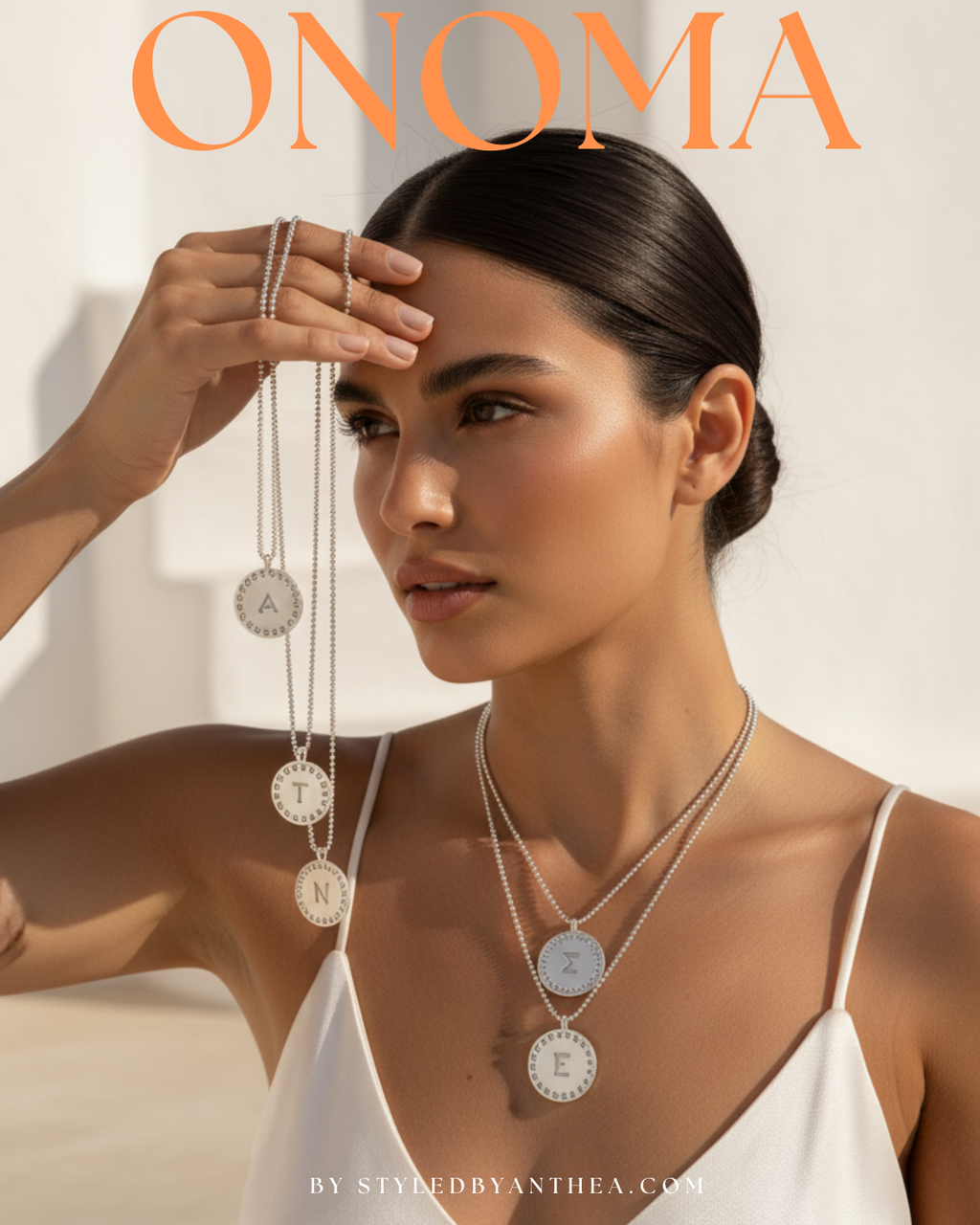 ONOMA Silver Initial Necklace | Personalised Greek Jewellery – Styled by Anthea