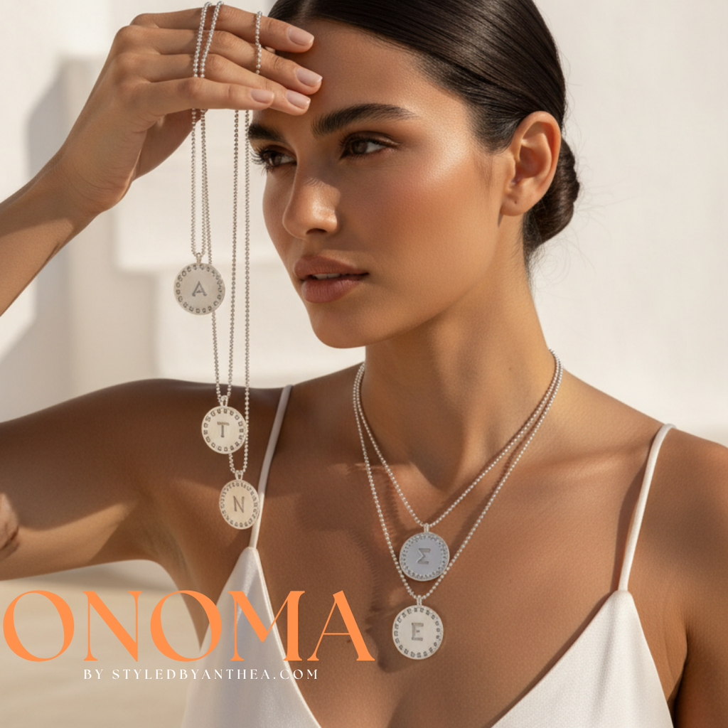 ONOMA Silver Initial Necklace | Personalised Greek Jewellery – Styled by Anthea