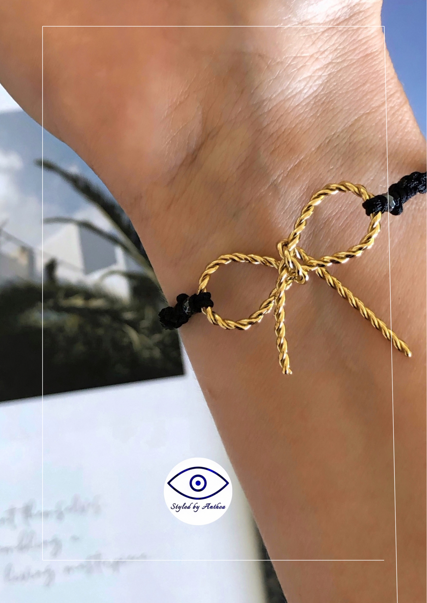 Adjustable Black Bracelet - Alkyone Bow