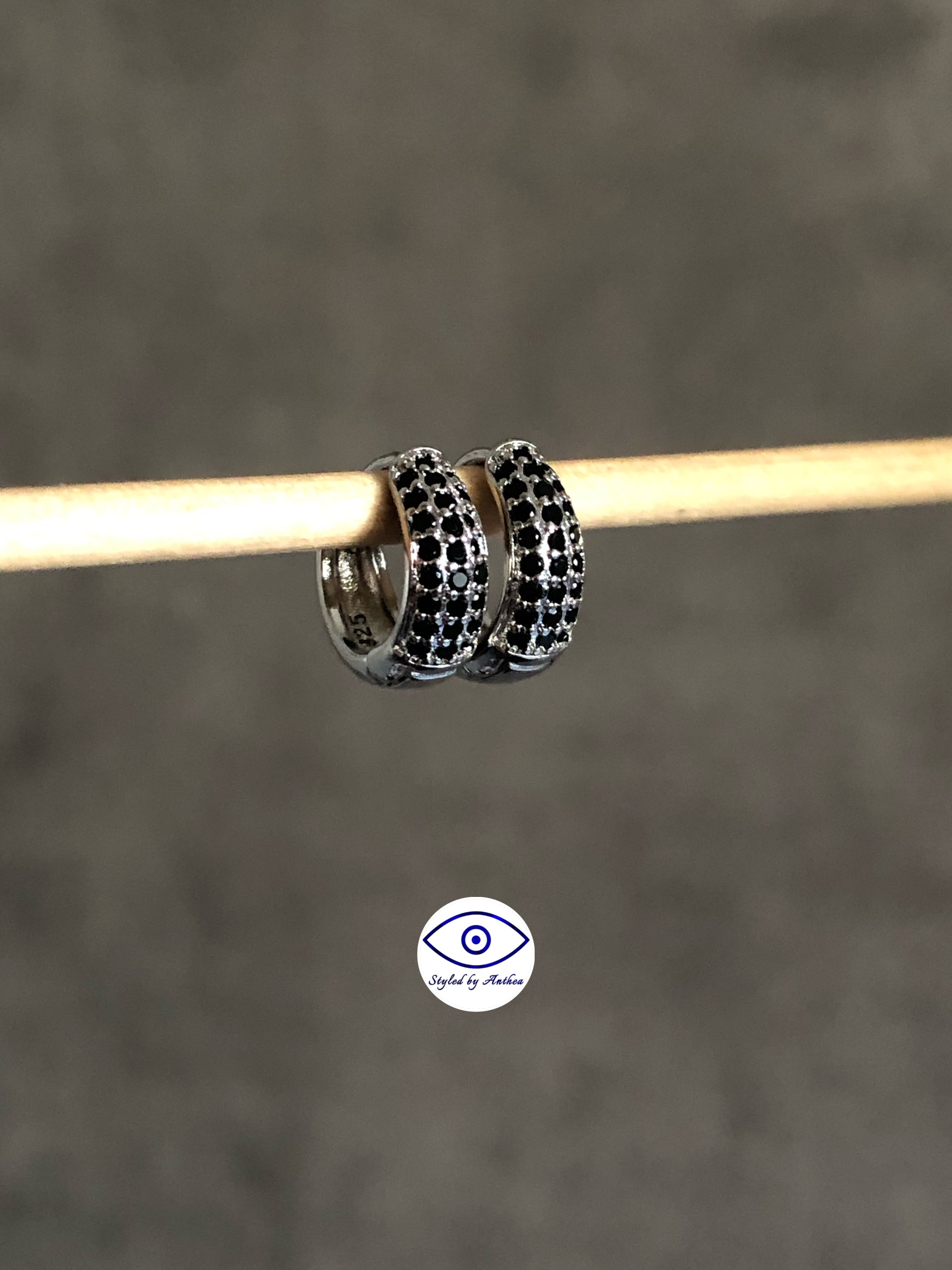 Earrings - Parga Silver Huggies - Styled by Anthea