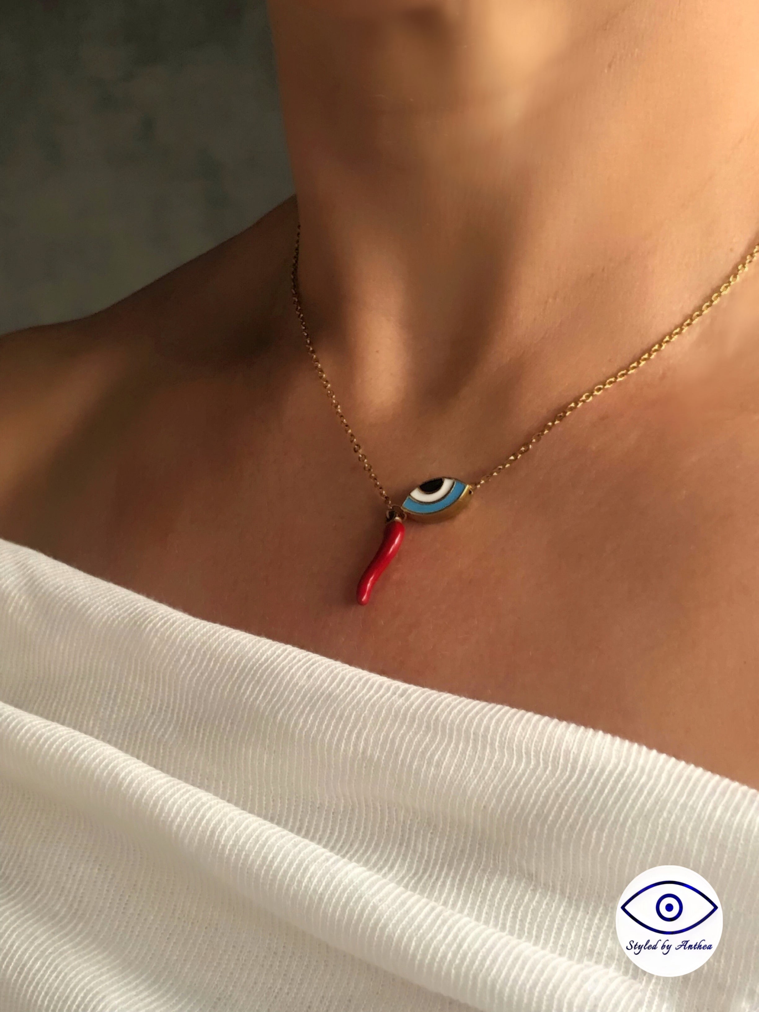 The Evia Evil Eye Necklace - Styled by Anthea
