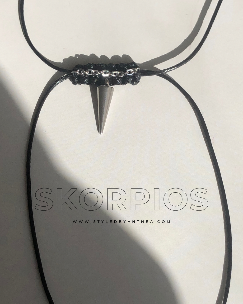 Black Adjustable Necklace - Skorpios Silver Tassels - Styled by Anthea