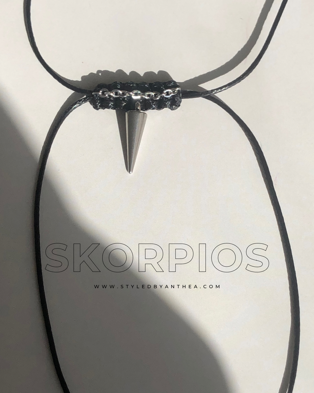 Black Adjustable Necklace - Skorpios Silver Tassels - Styled by Anthea
