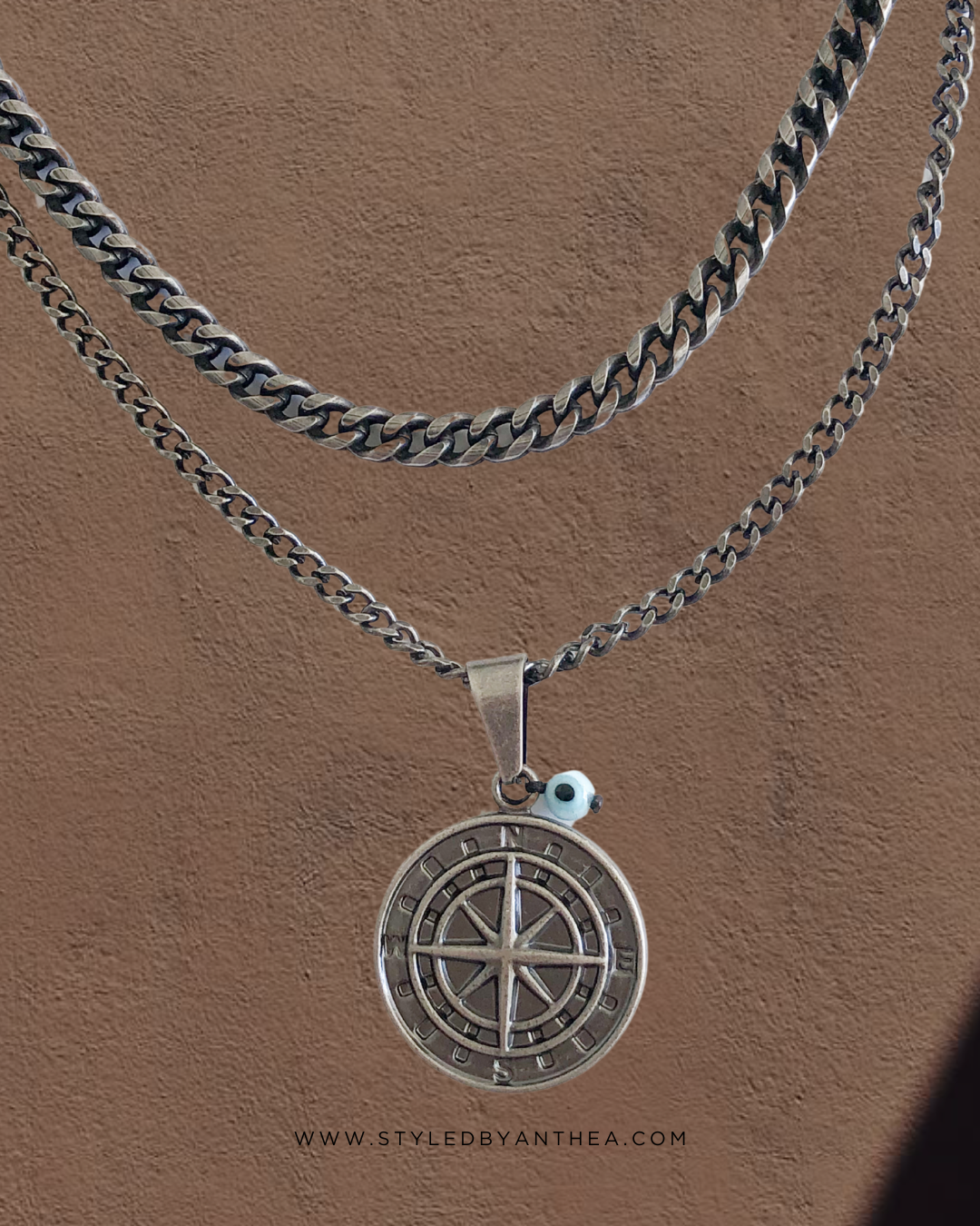 Men’s Compass + Minoan Necklace Stack - Styled by Anthea