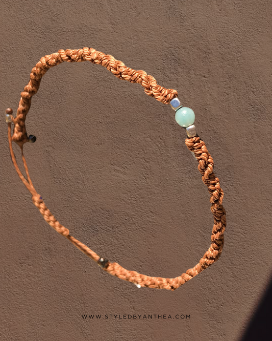 Men’s Adjustable Brown Bracelet - Minoan Amazonite