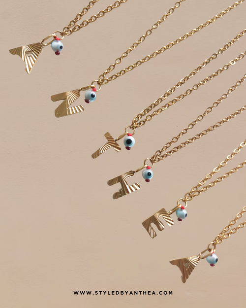 AlphaBeta Evil Eye Necklace ~ Gold - Styled by Anthea