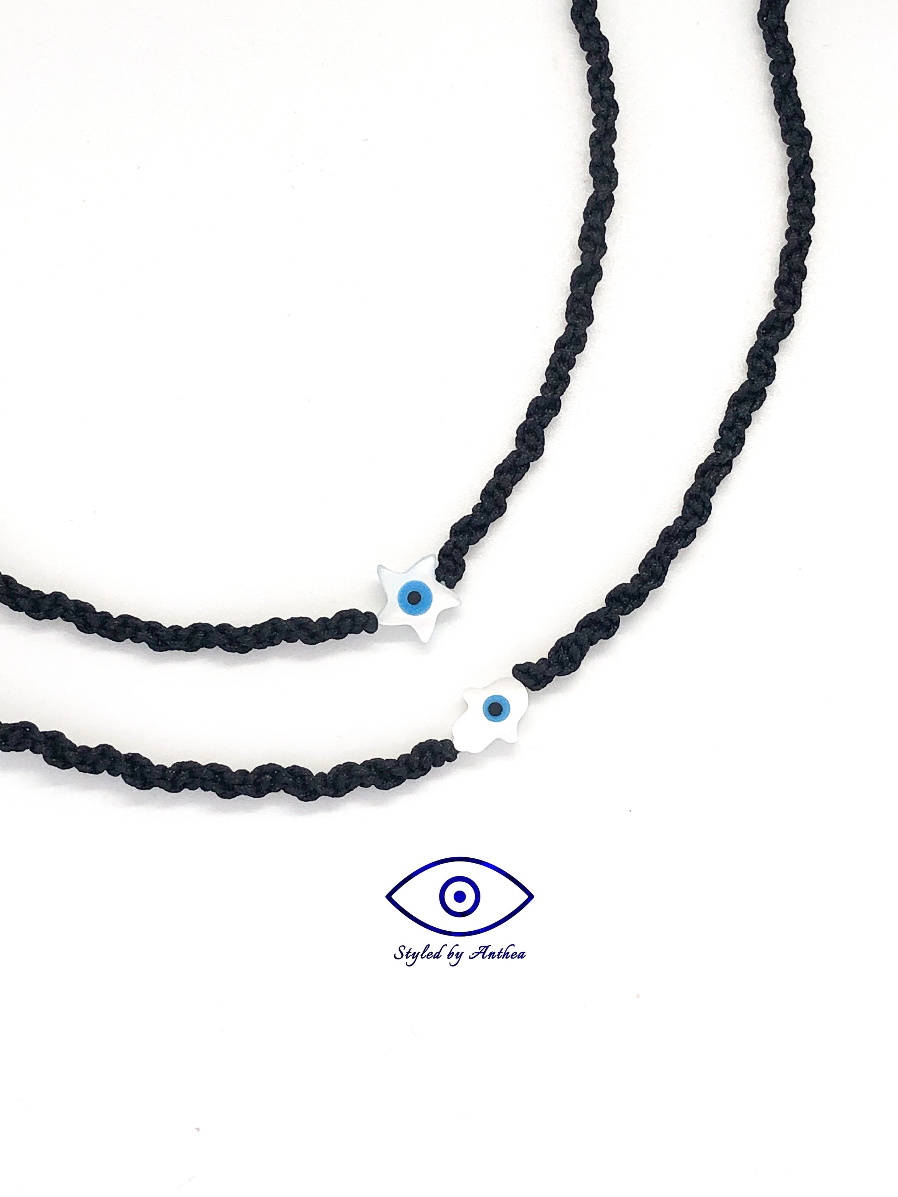 Adjustable Black Necklaces - Andromeda Starfish or Hamsa Hand - Styled by Anthea