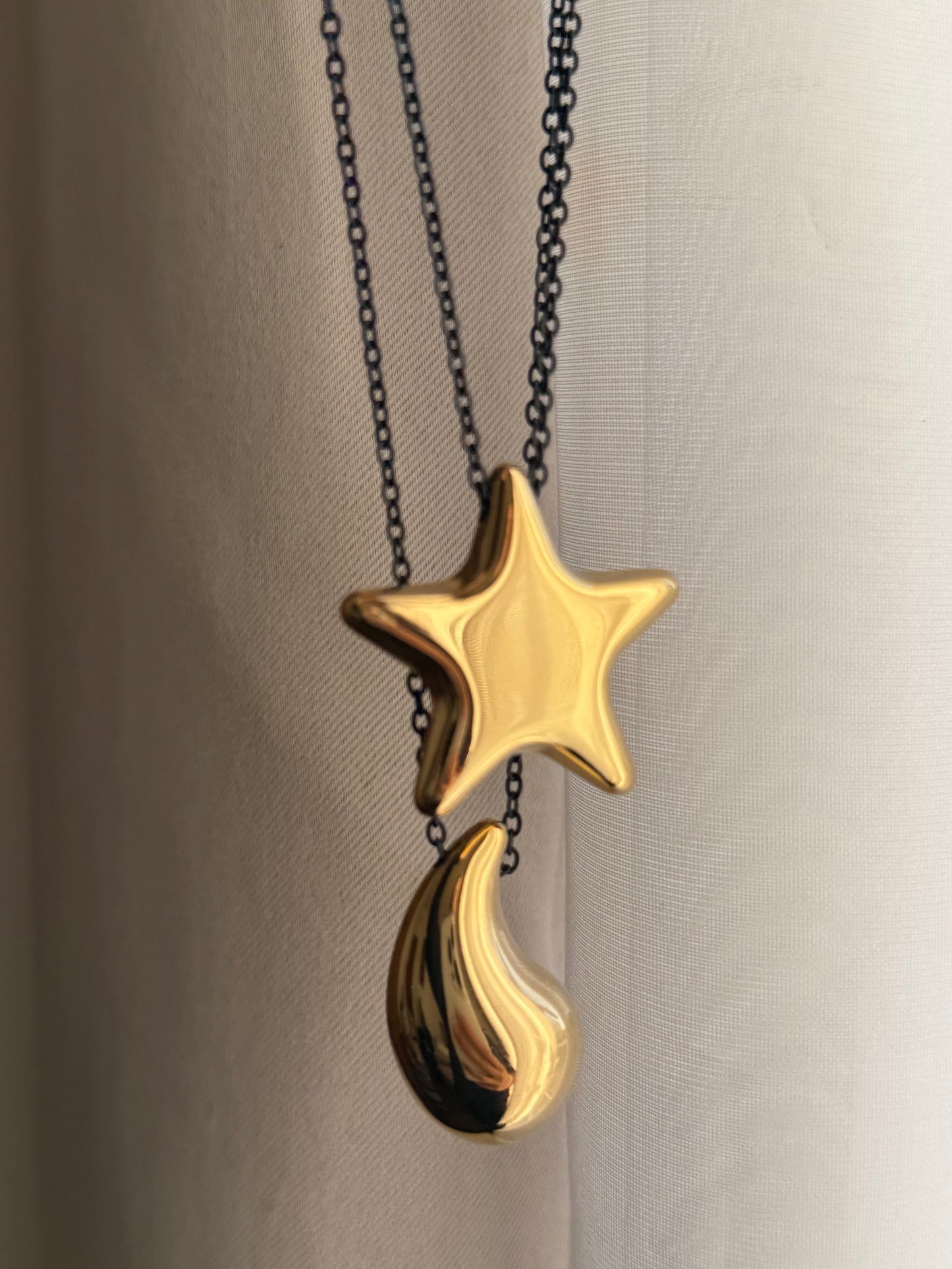 Black Chain Necklace - Star or Teardrop - Styled by Anthea