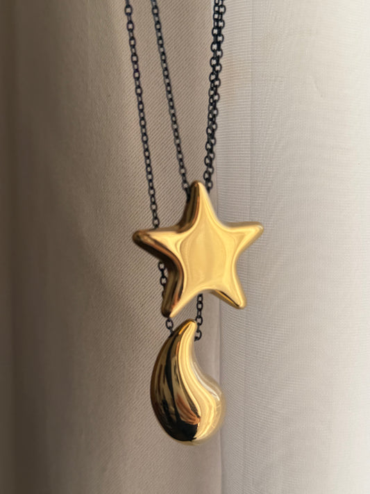 Black Chain Necklace - Star or Teardrop - Styled by Anthea