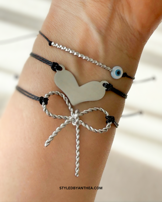 Folegandros Silver Evil Eye Bracelet Stack - Styled by Anthea