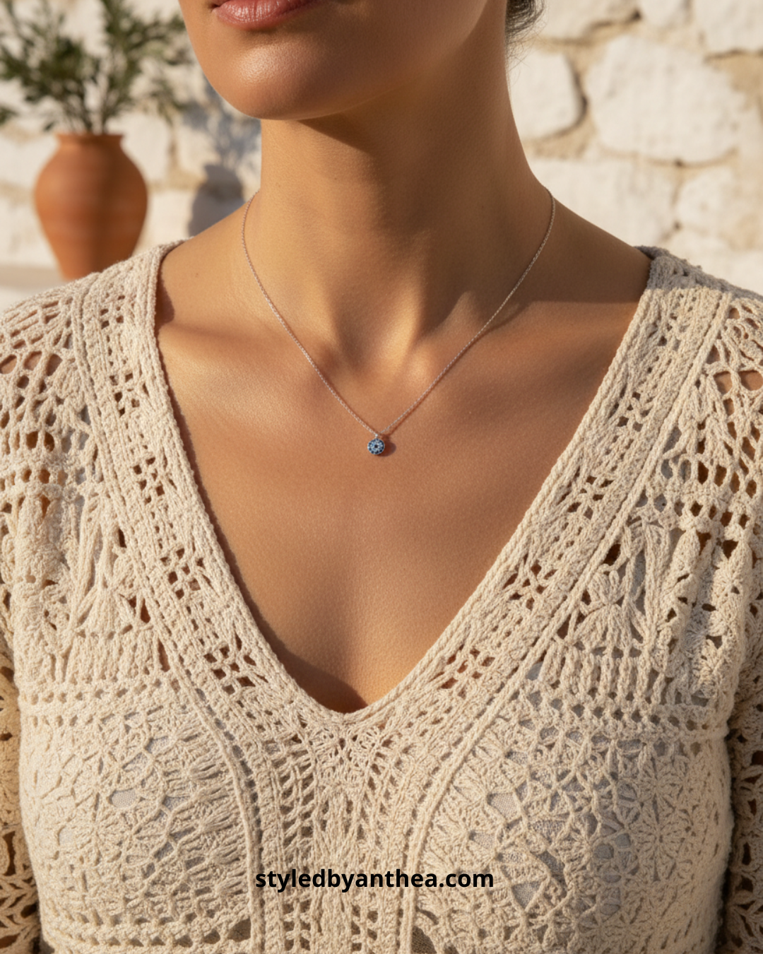 The Milos Evil Eye Silver Necklace