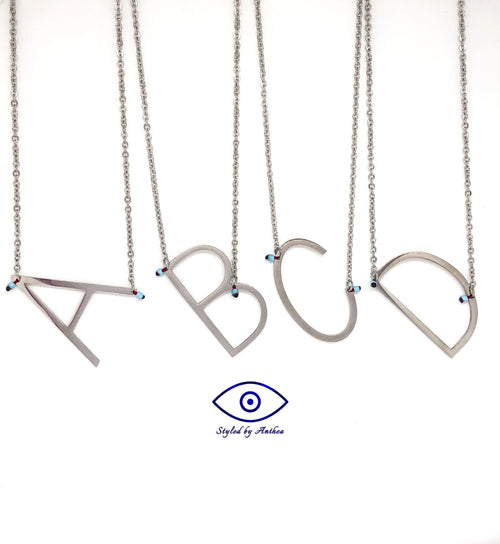 ALPHABET Silver Necklace - A-Z - Styled by Anthea
