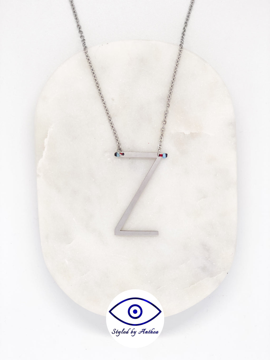 ALPHABET Silver Necklace - A-Z - Styled by Anthea