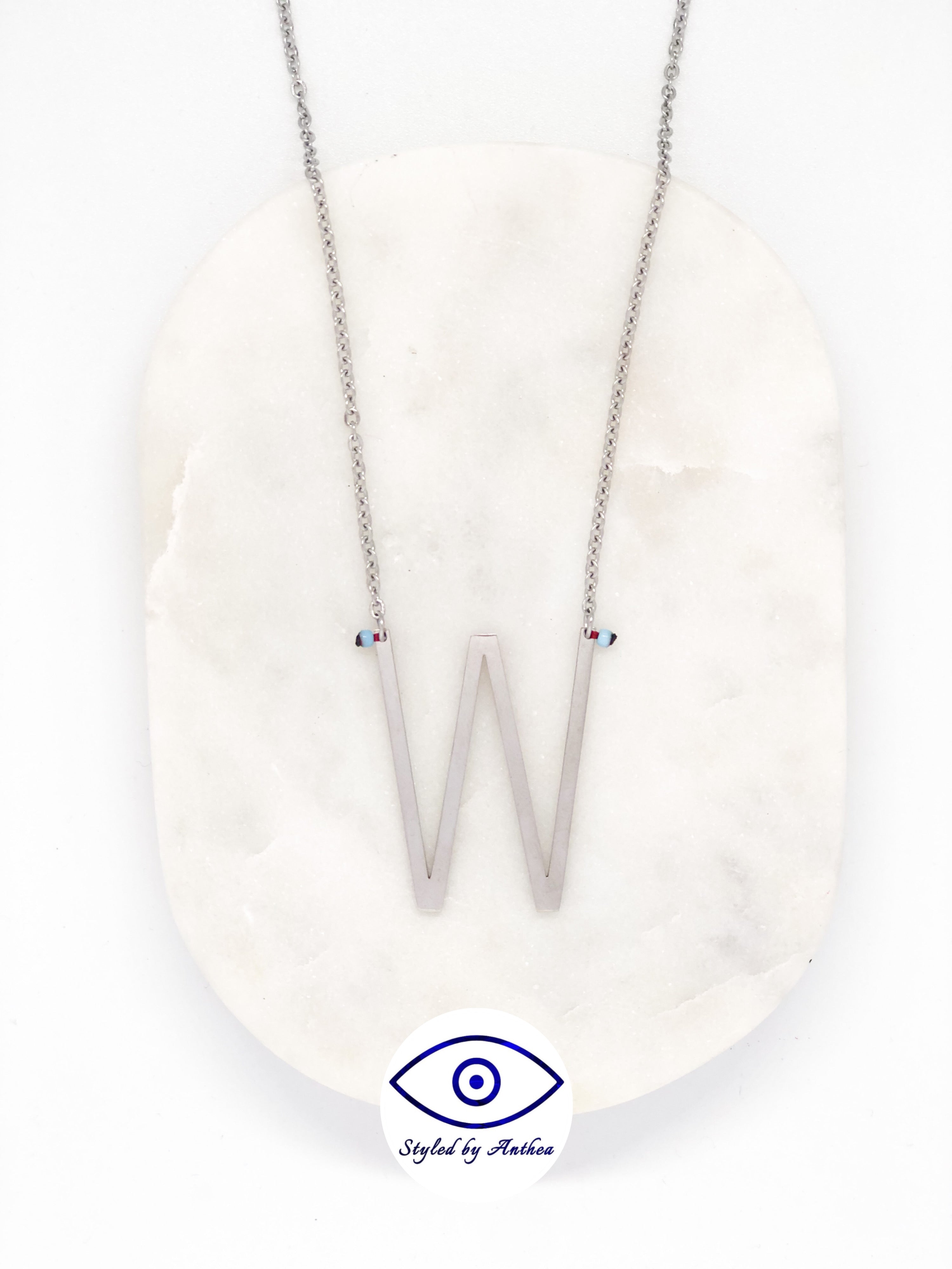 ALPHABET Silver Necklace - A-Z - Styled by Anthea
