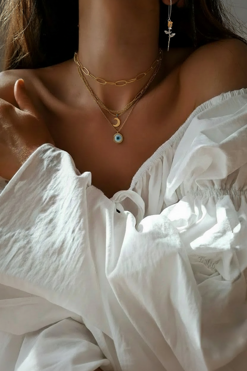 Model with Rose Statement Earring