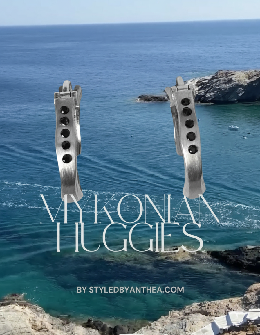 Myconian Huggie Earrings in Silver